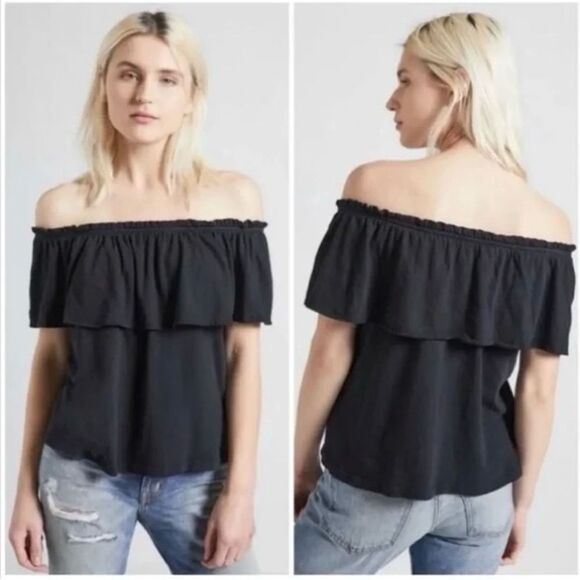 Current Elliott The Ruffle Top in Washed Black - Picture 1 of 9